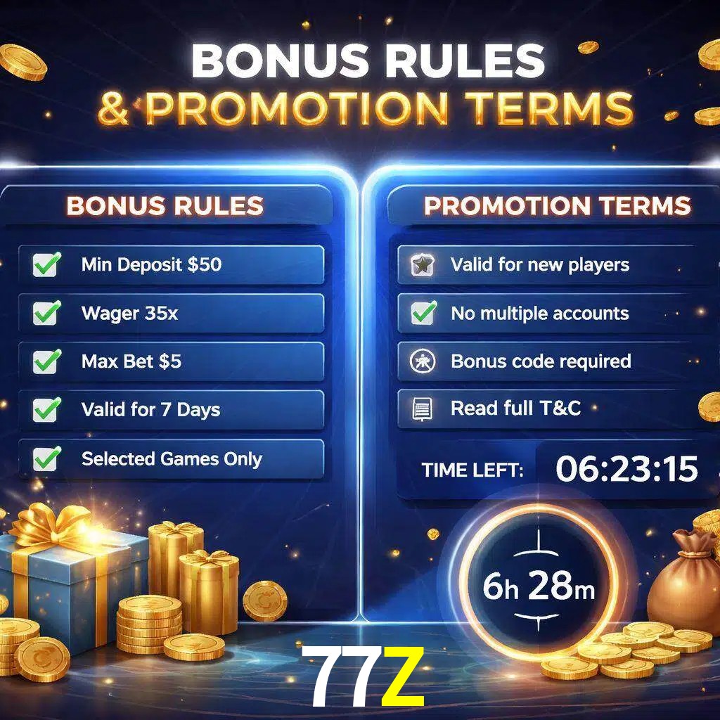 Reglas de promoción 77Z y condiciones de bonos explicadas visualmente